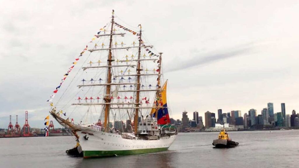El Gloria, el buque insignia de los colombianos, regresa por tercera vez a Vancouver buque gloria ed