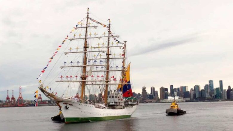 El Gloria, el buque insignia de los colombianos, regresa por tercera vez a Vancouver