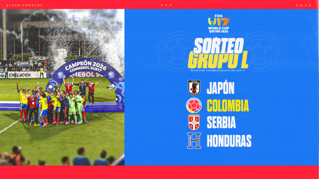 Colombia estará en el Grupo L de la Copa Mundial Masculina Sub17 de la FIFA Qatar 2026