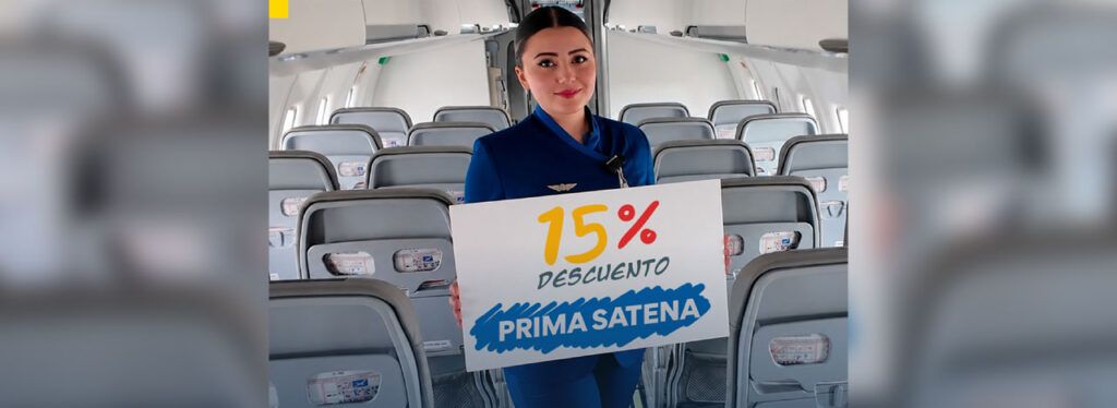 Satena lanza campaña promocional con descuento de 15% para rutas nacionales por temporada de vacaciones de mitad de año satena descuentos ed e1782228272771